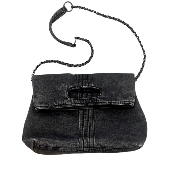 Washed Black Denim Chain Strap Convertible Bag - Picture 1 of 9